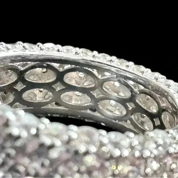 18k White Gold-Plated Brass CZ Eternity Band (7) - Picture 4 of 6